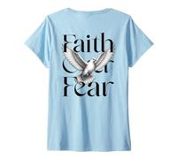 Mujer Diseño Inspirador Cristiano de alas de Paloma de Faith Over Fear Camiseta Cuello V