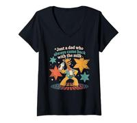 Mujer Diseño Just A Dad Who Came Back With The Milk Giraffe Dad Camiseta Cuello V