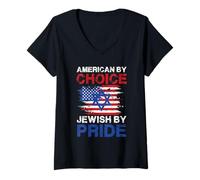 Mujer Diseño Llamativo de American by Choice Jewish by Pride Camiseta Cuello V