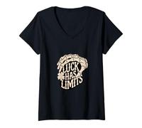 Mujer Diseño Luck has Limits Oscuro y gótico Camiseta Cuello V