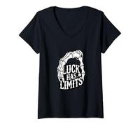 Mujer Diseño Luck has Limits Oscuro y gótico Camiseta Cuello V