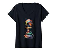 Mujer Diseño Moderno de Camisa de ajedrez para Grandes Maestros y Entrenadores Camiseta Cuello V