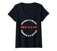 Mujer Diseño Motivacional con Citas Inspiradoras Today Is A Blessing Camiseta Cuello V