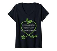 Mujer Diseño Motivacional con Citas Inspiradoras Today Is A Blessing Camiseta Cuello V