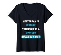 Mujer Diseño Motivacional con Citas Inspiradoras Today Is A Blessing Camiseta Cuello V