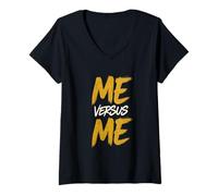 Mujer Diseño Motivacional yo Versus autodisciplina y Personal Camiseta Cuello V