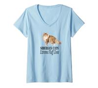 Mujer Diseño para dueños de Gatos Siberian Cats Extreme Fluff Zone Camiseta Cuello V