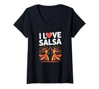 Mujer Diseño para entusiastas de la danza de salsa I Love Camiseta Cuello V