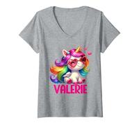 Mujer Diseño Personalizado con Nombre de Unicornio Valerie Camiseta Cuello V