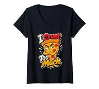 Mujer Diseño Pizza Humor Costra Camiseta Cuello V