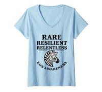 Mujer Diseño raro resistente e implacable Zebra EDS Concientización Guerrero Camiseta Cuello V