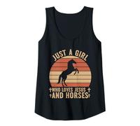 Mujer Diseño Retro de Just A Girl Who Love Jesus and Horses Camiseta sin Mangas