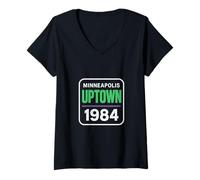 Mujer Diseño Retro de monumentos urbanos de Minneapolis Minnesota 1984 MN Camiseta Cuello V