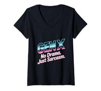 Mujer Diseño Retro Generation No Drama Just Sarcasm Camiseta Cuello V