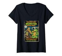 Mujer Diseño Retro Horror Zombie Cine Drive-In Monstruos Camiseta Cuello V