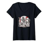 Mujer Diseño Tributo al MVP del Equipo Baseball Catcher Team Go Ahead I Dare You Camiseta Cuello V