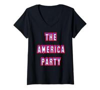 Mujer Diseño tricolor de The America Party Camiseta Cuello V