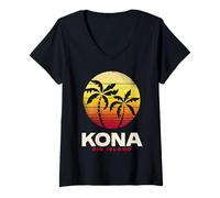 Mujer Diseño Tropical de la Isla Grande de Kona, Kona, Hawái Camiseta Cuello V