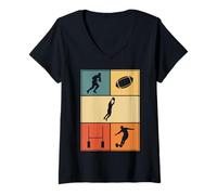 Mujer Diseño Vintage artístico Multicolor para Fans de Rugby Camiseta Cuello V