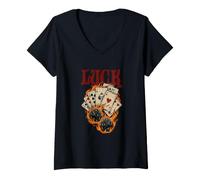 Mujer Diseño Vintage de Apuestas para Amantes del Póker Camiseta Cuello V