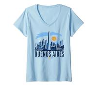 Mujer Diseño Vintage de la Ciudad de Buenos Aires Camiseta Cuello V