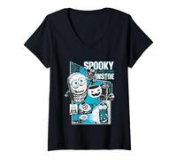 Mujer Diseños de Merchandising de Halloween de Spooky On The Inside Minions Camiseta Cuello V