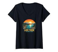 Mujer Diseños de Viaje Alpine y Lake Tahoe Camiseta Cuello V