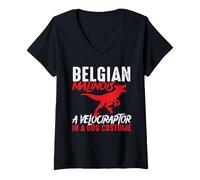 Mujer Disfraz Belga Malinois de Velociraptor en un Perro - Dog Dad Camiseta Cuello V