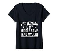 Mujer Disfraz De Agente De Seguros Protection My Job Seguro De Camiseta Cuello V