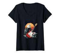 Mujer Disfraz de águila fresca con guitarra eléctrica para niños y niñas Camiseta Cuello V