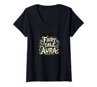 Mujer Disfraz de Aura de Cuento de Hadas Genial para Amantes de la Magia Camiseta Cuello V