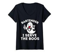 Mujer Disfraz de Barman de Halloween con Texto en inglés I Serve The Boos para Hombre Camiseta Cuello V