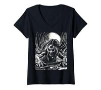 Mujer Disfraz de Bruja de Bruja pagana para Halloween, Magia Femenina Oscura Camiseta Cuello V
