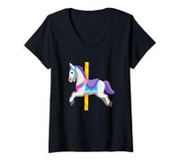 Mujer Disfraz de carrusel Horse Carnival Fairground Camiseta Cuello V