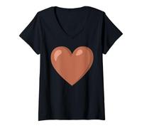 Mujer Disfraz de corazón marrón Camiseta Cuello V