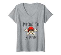 Mujer Disfraz de Esqueleto de Halloween con Texto en inglés I'm A Pirate para niños y Adultos Camiseta Cuello V