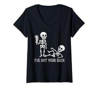 Mujer Disfraz de Esqueleto de Halloween con Texto en inglés «I've Got Your Back» para Hombre, Mujer y Camiseta Cuello V