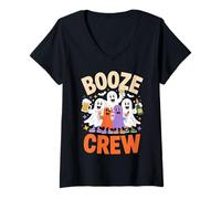 Mujer Disfraz de Fantasma para Beber de Halloween Just Little Boozy Camiseta Cuello V