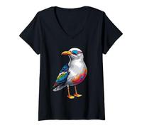 Mujer Disfraz de gaviota para verano y aves marinas, gaviota de arenque marino Camiseta Cuello V