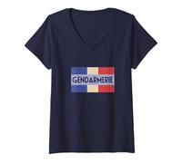 Mujer Disfraz de GENDARMERIE France POLICÍA Gendarme Camiseta Cuello V