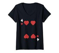 Mujer Disfraz de Grupo de Halloween de Four of Hearts Camiseta Cuello V