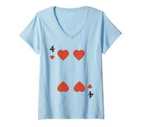 Mujer Disfraz de Grupo de Halloween de Four of Hearts Camiseta Cuello V