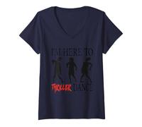Mujer Disfraz de Halloween con Texto en inglés I'm Here To Thriller Dance Lazy Costume Art Camiseta Cuello V