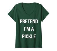 Mujer Disfraz de Halloween de Pretend I'm A Pickle Lazy Easy Camiseta Cuello V