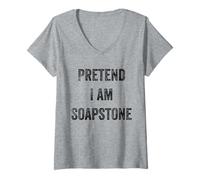 Mujer Disfraz de Halloween fingir Que Soy Amante de la Piedra de la Roca de esteatita Camiseta Cuello V