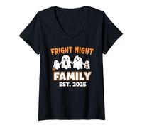 Mujer Disfraz de Halloween Miedo Noche Familia 2025 Halloween Camiseta Cuello V