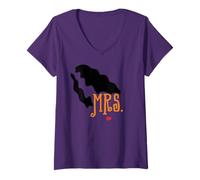 Mujer Disfraz de Halloween para Parejas de Mr. and Mrs. Frankenstein Camiseta Cuello V