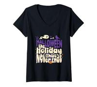 Mujer Disfraz de Halloween The Holiday That Never Ends Camiseta Cuello V