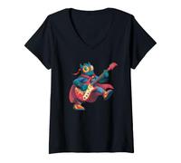 Mujer Disfraz de héroe Colorido con Guitarra para Capa Camiseta Cuello V