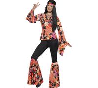 Mujer Disfraz de Hippie Verano Retro Disfraz Hippy 60s 70s Disco